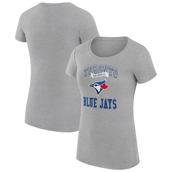 Women's G-III 4Her by Carl Banks Heather Gray Toronto Blue Jays Super-Slim Fit Lightweight Team Logo Graphic T-Shirt