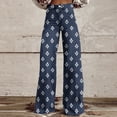 thumbnail image 2 of purcolt Women's Vintage Floral Printed Boho Jeans High Waist Wide Leg Denim Pants Casual Baggy Jeans Streetwear with Pockets, 2 of 6