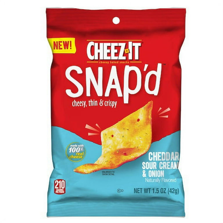 Cheez-it Snap'd Crackers, Cheddar Sour Cream and Onion, 2.2 oz Pouch, 6/Pack Cheez-it Snap'd Crackers, Cheddar Sour Cream and Onion, 2.2 oz Pouch, 6/Pack