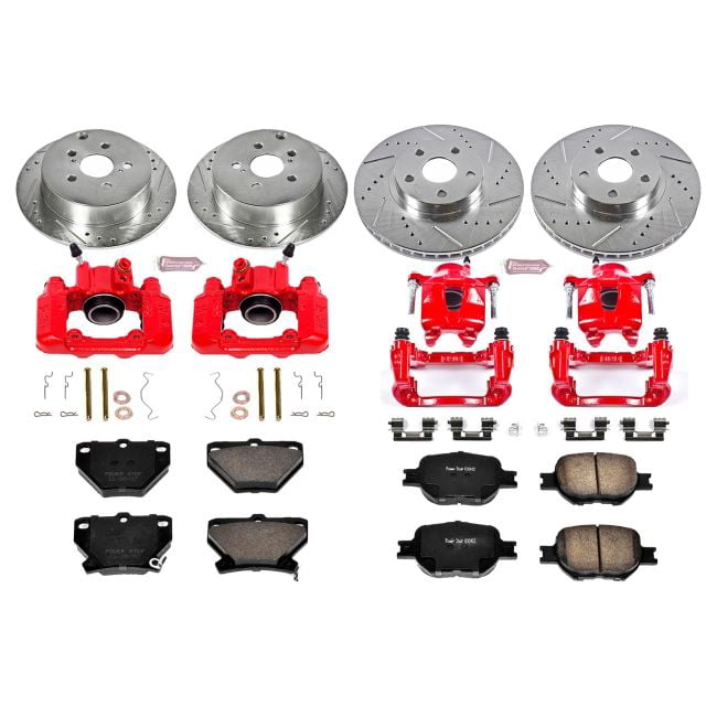 PowerStop Front and Rear Z23 Evolution Sport Brake Pad and Rotor Kit with Red Powder Coated Calipers Fits: TOYOTA Select Models KC2314A