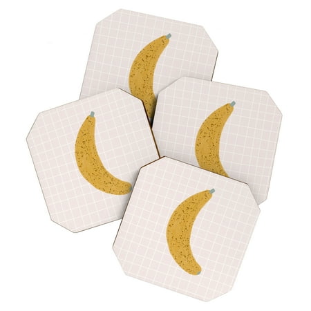 

Society6 Hello Twiggs Yellow Banana Set of 4 Coasters