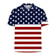 thumbnail image 5 of Independence Day Shirts For Men American Flag Graphic Tees Summer Lightweight Breathable Button Lapel Short Sleeved Top Blue XS, 5 of 6