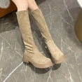 thumbnail image 4 of Khaki Women Casual Boots With Suede Stretch Upper For Comfort And Height Lift Great For Autumn Winter, 4 of 9