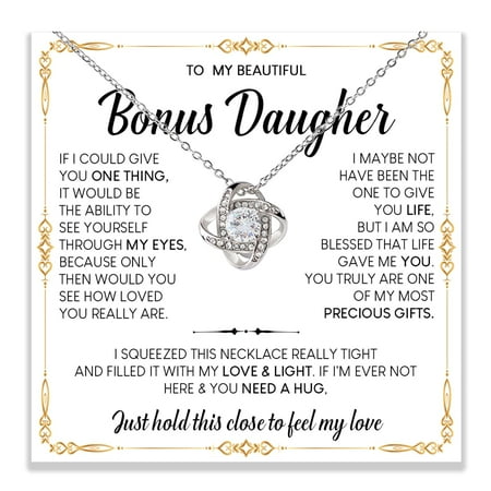 Bonus Daughter, Bonus Daughters Necklace From Stepdad, Step Daughter From Stepmom, Step Daughters, Stepdaughter Necklace From Stepmom, Stepdaughter #867, White Love Knot Necklace