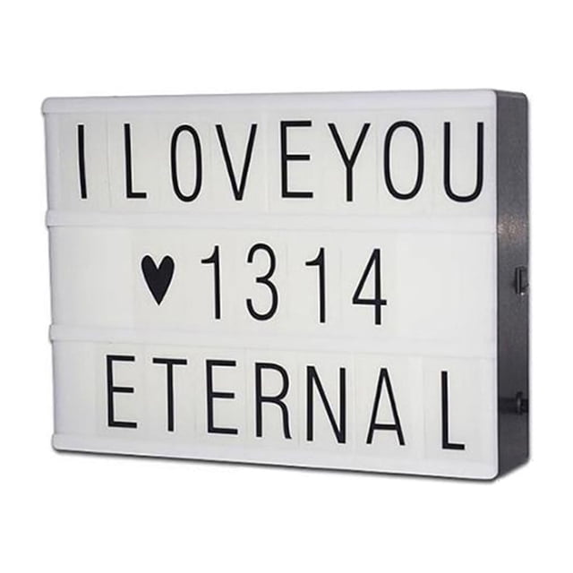LED Light Box A4 Size with 85 ABS Alphabet Number Punctuation Cards for Home Wedding Table Decoration and Wall Hanging