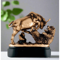 Bull and Bear Statue – 15” Large Bronze Finish Wall Street Figurine | Stock Market Decor, Investor & Trader Gift, Office & Home Wealth Symbol