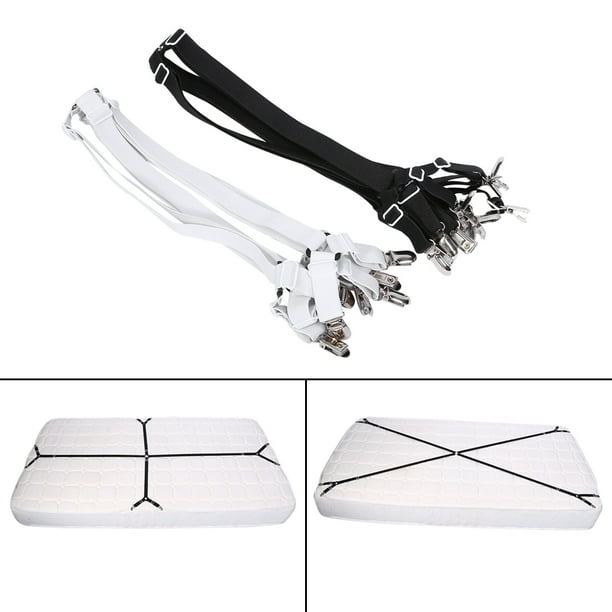 WALFRONT Elastic Crisscross Bed Mattress Sheet Straps Clips Triangle