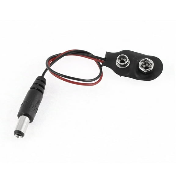 Unique Bargains 5.5mmx2.1mm DC Male Plug 9V Battery Buckle Clip Connector Holder Cable 19cm Long