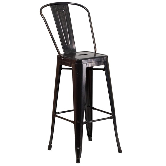 Bowery Hill Contemporary 30" Metal Bar Stool in Black and Antique Gold