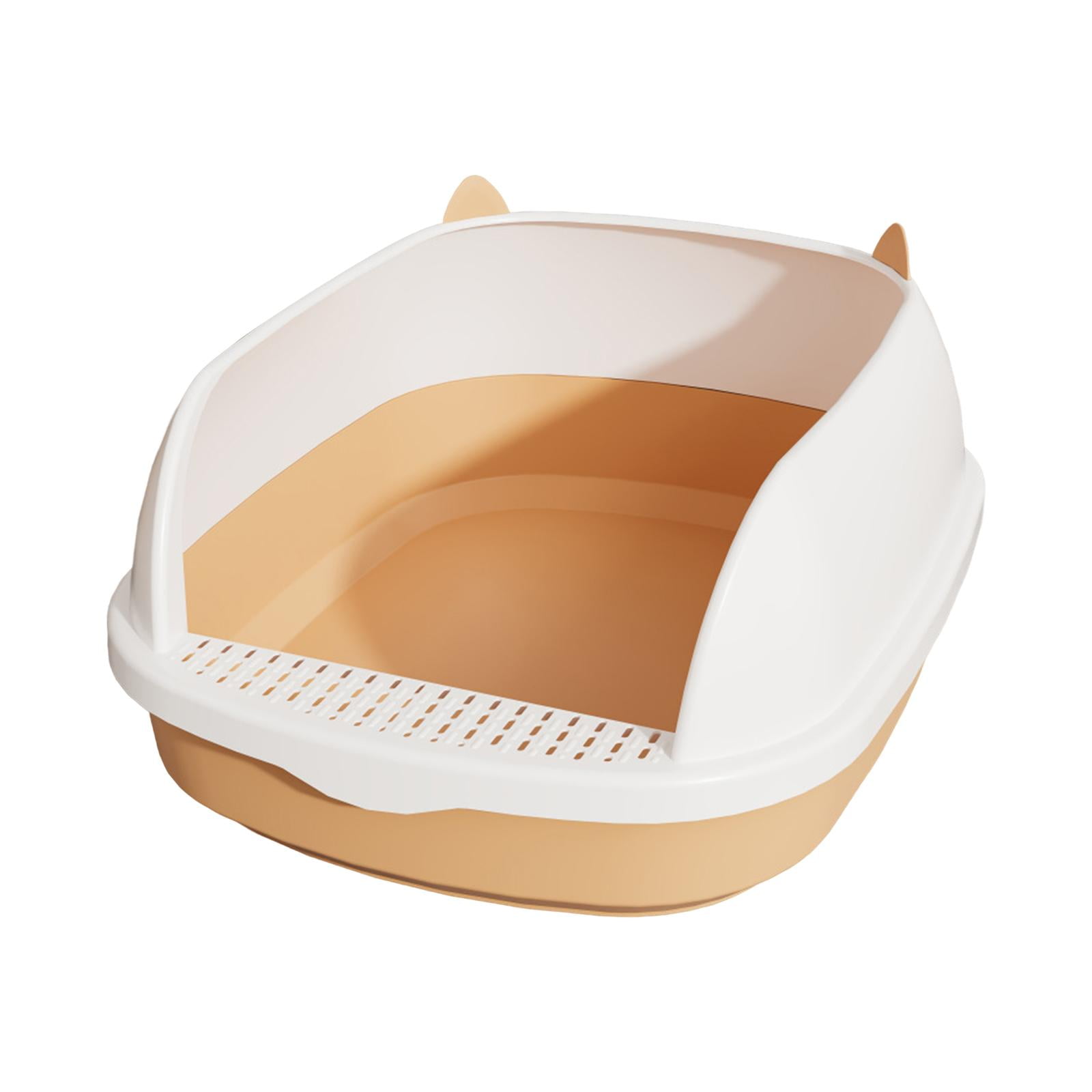Cat Potty Toilet Pan Durable Semi Enclosed Sandbox Portable Pet Litter Tray Cat Bedpan for Travel Kitten Pet Supplies Rabbit Pink L