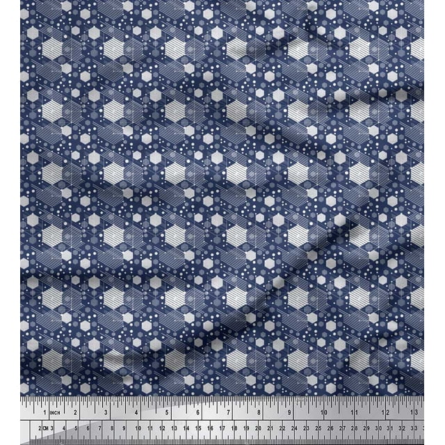 Soimoi Tissu Poly Georgette Hexagonal Imprimé Tissu au Mètre 42 Pouces de Large