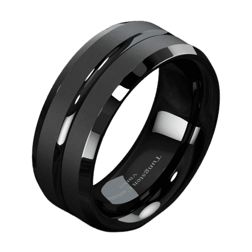 Tungsten Rings for Men Wedding Bands for Him 8mm Black Classic Comfort Fit