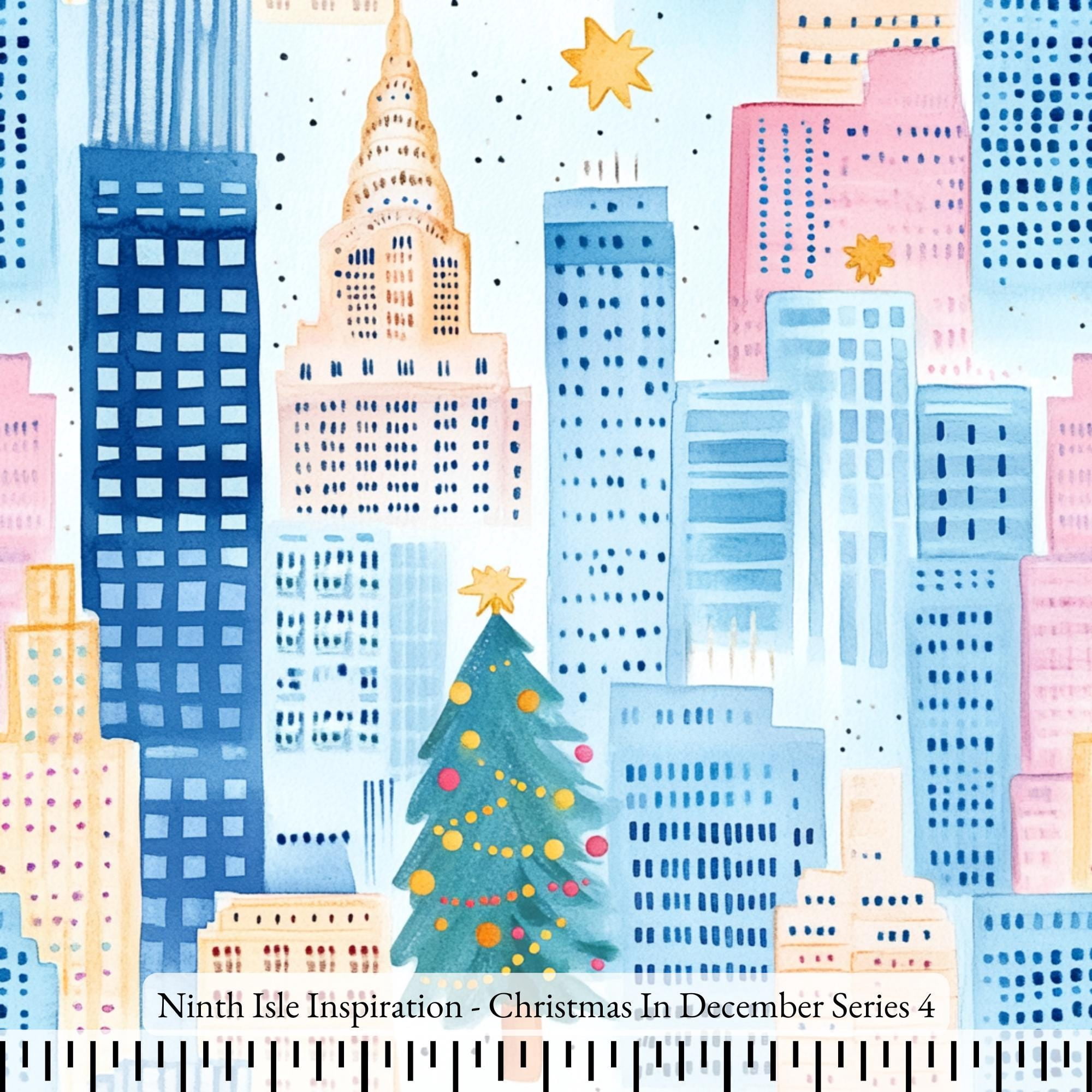 Ninth Isle Inspiration - Christmas In December Series - 100% Cotton Fabric By The Yard (Series1, 1Roll(60Yards))