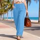 thumbnail image 5 of Pantalones Anchos Sueltos para las Mujeres Pantalones Rectos Sueltos Elásticos de Raya Casual con Bolsillo, 5 of 9