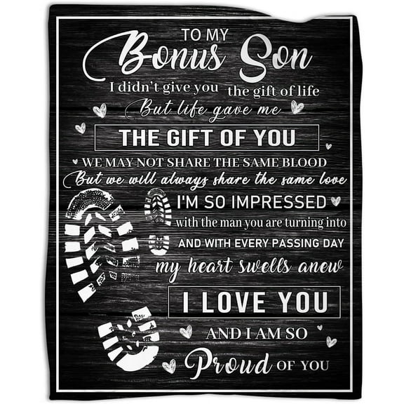 Stepson Gifts to My Bonus Son Blanket Throws from Stepdad Blankets Throw Wedding Day Adoption Gift for Birthday Thanksgiving 50x60 Inch