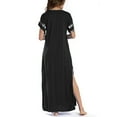 thumbnail image 6 of Dyegold Sundresses for Women Casual Beach - Womens Maxi Long Sundresses V-Neck Short Sleeve Boho Side Slit Floral Print Flowy Swing Loose Trendy Gown Dress, 6 of 8
