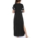 thumbnail image 5 of Puntoco Vestido De Manga Corta Con Cuello En V, Vestido Casual De Manga Corta Con Estampado Bohemio Con Abertura Y Cuello En V Para Mujer Negro S, 5 of 8