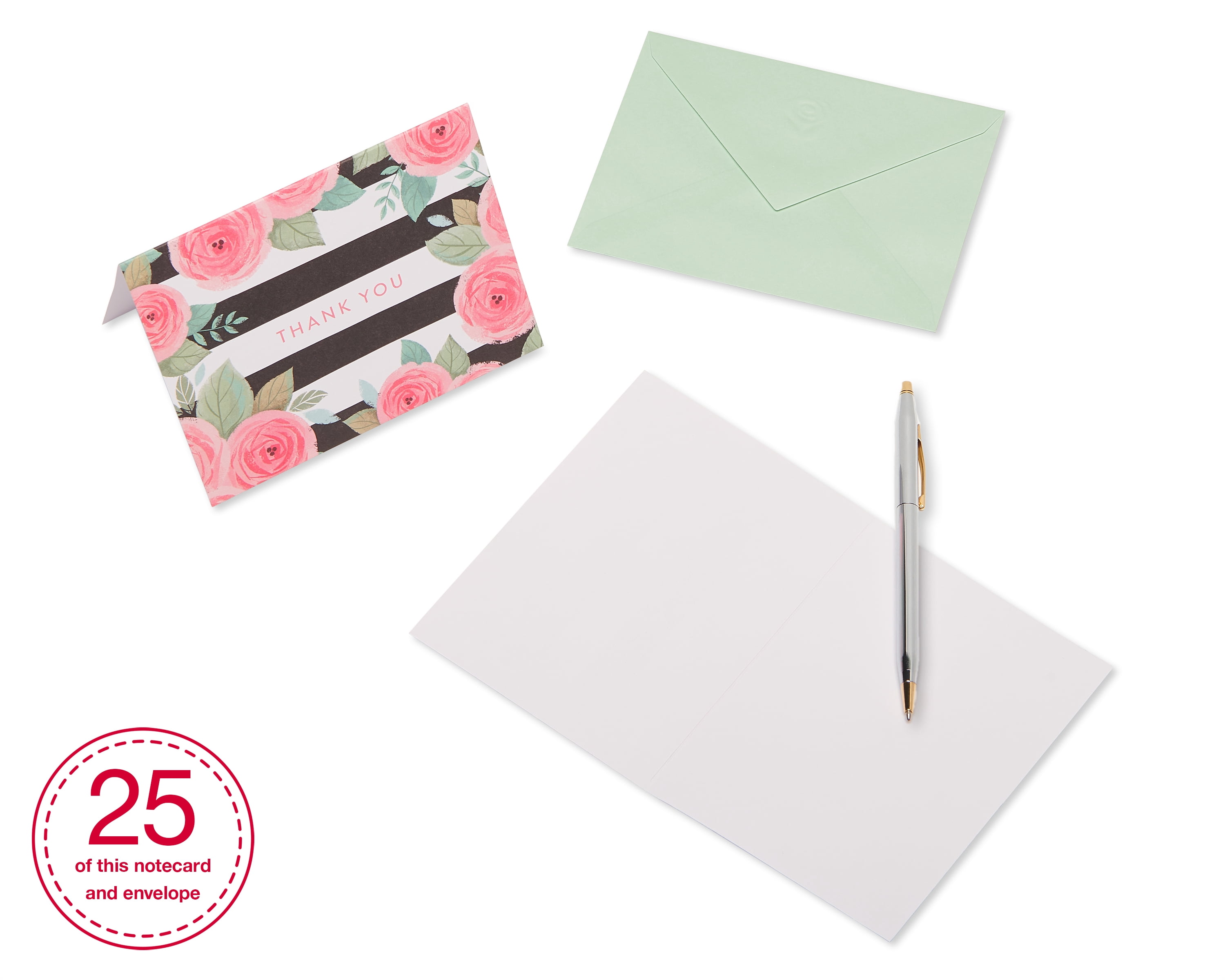 American Greetings Heart and Floral Thank You Cards, 50-Count, Envelopes Included