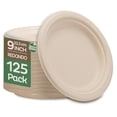thumbnail image 1 of 125 Platos Desechables, 100% Compostable  Ecológico 22.5 cm/ 9 x 9 Pulgadas Berry Green PLR9N, 1 of 5