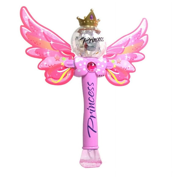 Zshan Magic Fairy Wand Bubble Machine, Kids Soap Bubbles, Bubble Gun Toy with Music and Lights, Portable Bubble Games for Girls