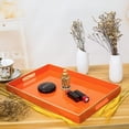thumbnail image 6 of MAONAME Orange Serving Tray with Handles, Modern Decorative Tray for Coffee Table, Plastic Rectangular Tray for Ottoman, Bathroom, Halloween Decor, 15.75 x 10.2 x1.57, 6 of 8