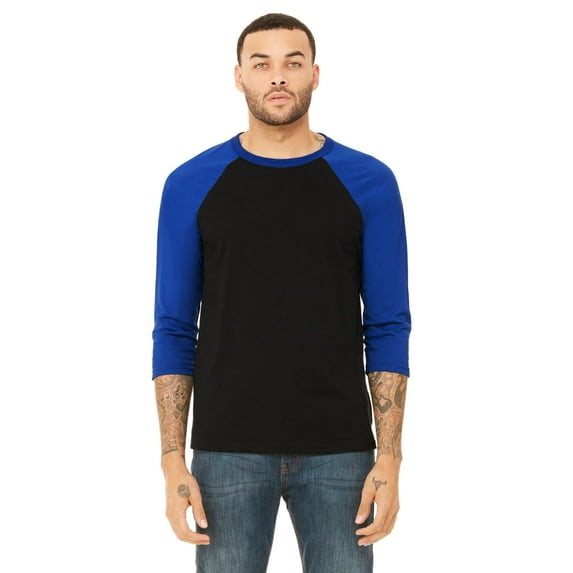 CN 3200 3/4 SLV BSEBL RGLN TEE (BLACK/ TRUE ROYL XL)