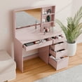 thumbnail image 5 of Kappesberg Topaz Vanity Table with 5 Drawers, Mirror & Open Niches – Pink, 53.5"W, 5 of 8