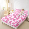 thumbnail image 3 of Manfei Halloween Ghost King Sheets 4pcs, Vintage Geometric Checkered Bedding, Hot Pink White,1 Fitted Sheet, 1 Flat Sheet and 2 Pillowcases, 3 of 5
