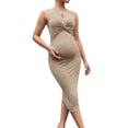 thumbnail image 2 of XiYing Robe pour Femme, Robe Moulante Sans Manches en Tricot à Col Rond de Couleur Unie pour Femme, Compatible avec la Maternité et l'Allaitement, Douce et Extensible, pour un Usage Quotidien Décontracté au Printemps, S-TTG,, 2 of 7