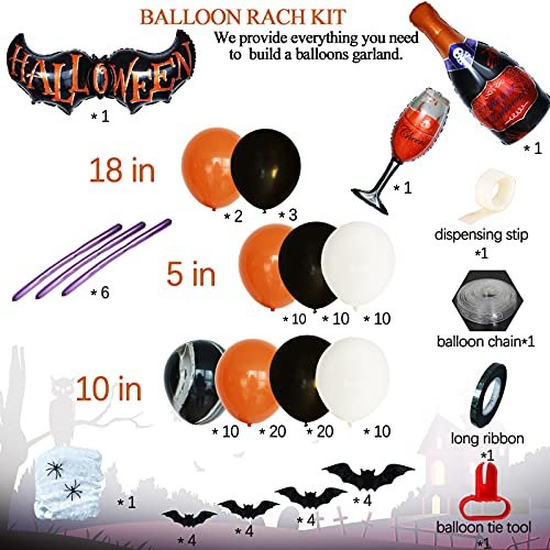 Kit de guirnalda de arco de globos de Halloween INFLORAL Confeti negro naranja y blanco