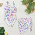 thumbnail image 4 of SEANATIVE Girls One-Piece Swimsuits with Mesh Cover-up Skirt One-Piece Bathing Suits Back Cutout Stylish Stretch Swimwear for Kids Teenagers, Size 7-8, Multicolored Floral White, 4 of 7