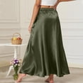 thumbnail image 3 of Rciityk Maxi Skirts for Women Summer Satin High Waist Long Skirt with Pockets Solid Color Flowy A-Line Ankle Length Vacation Beach Skirt, 3 of 4