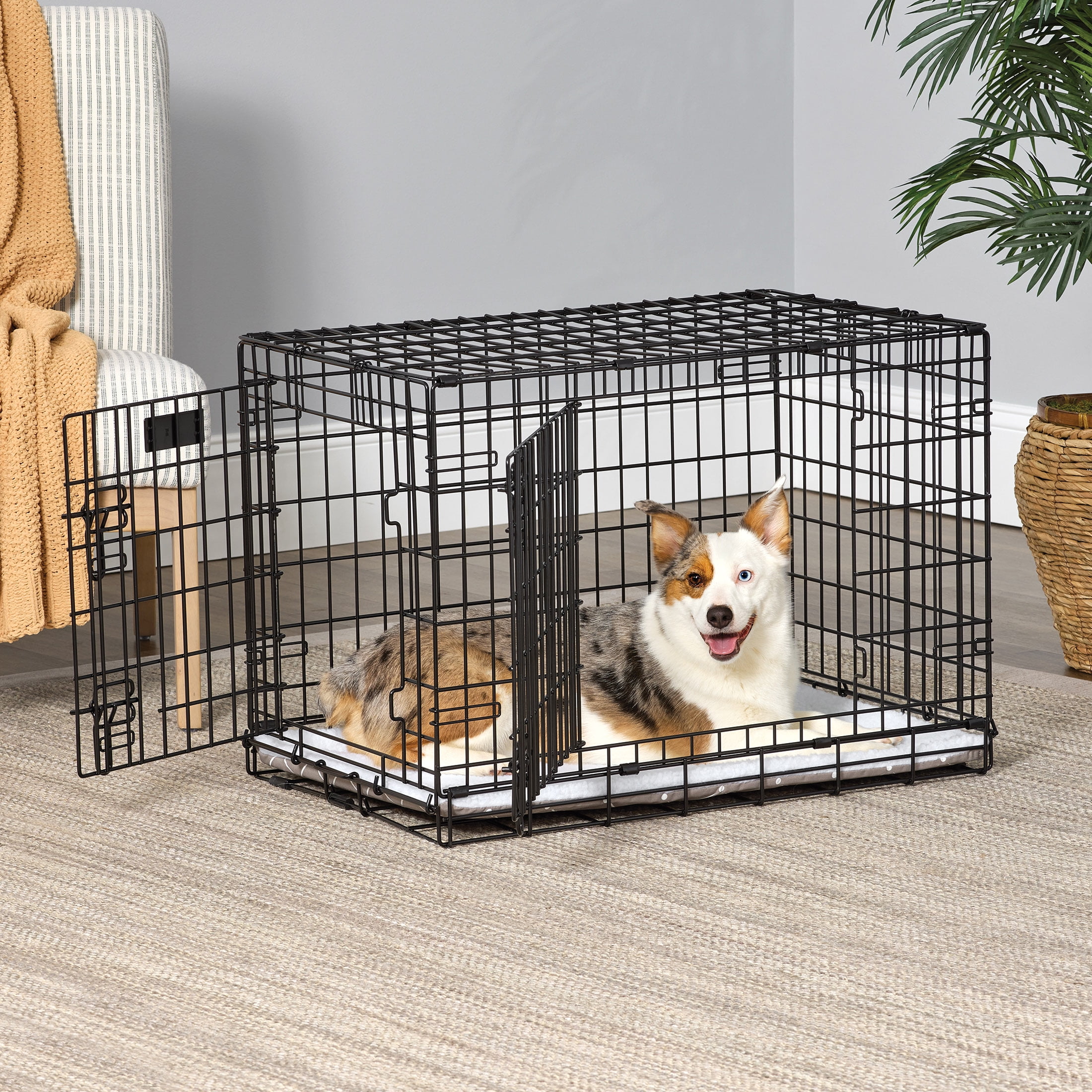 MidWest Homes for Pets QuietTime Reversible Dog Crate Pan Cover, 30 inch, Fleece, Mushroom Diamond