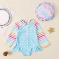 thumbnail image 4 of PRfgtbd Baby Girls Swimsuit Colorful Striped Heart Print Long Sleeve One Piece Swimsuits Baby Girl Bathing Suits Sun Protection Swimwear Beachwear 9-12 Months, 4 of 4
