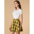 thumbnail image 4 of DARING DIVA Women's Plaid High Waist A-Line Flare Zip-Up Mini Skirt M Yellow, 4 of 6