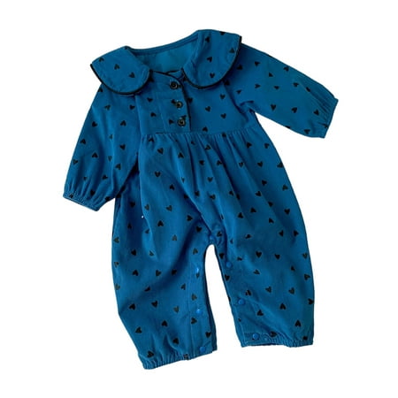 

PBaeM Long Sleeve Newborn Jumpsuit Corduroy Doll Collar Children Open Buckle Cotton Playsuit