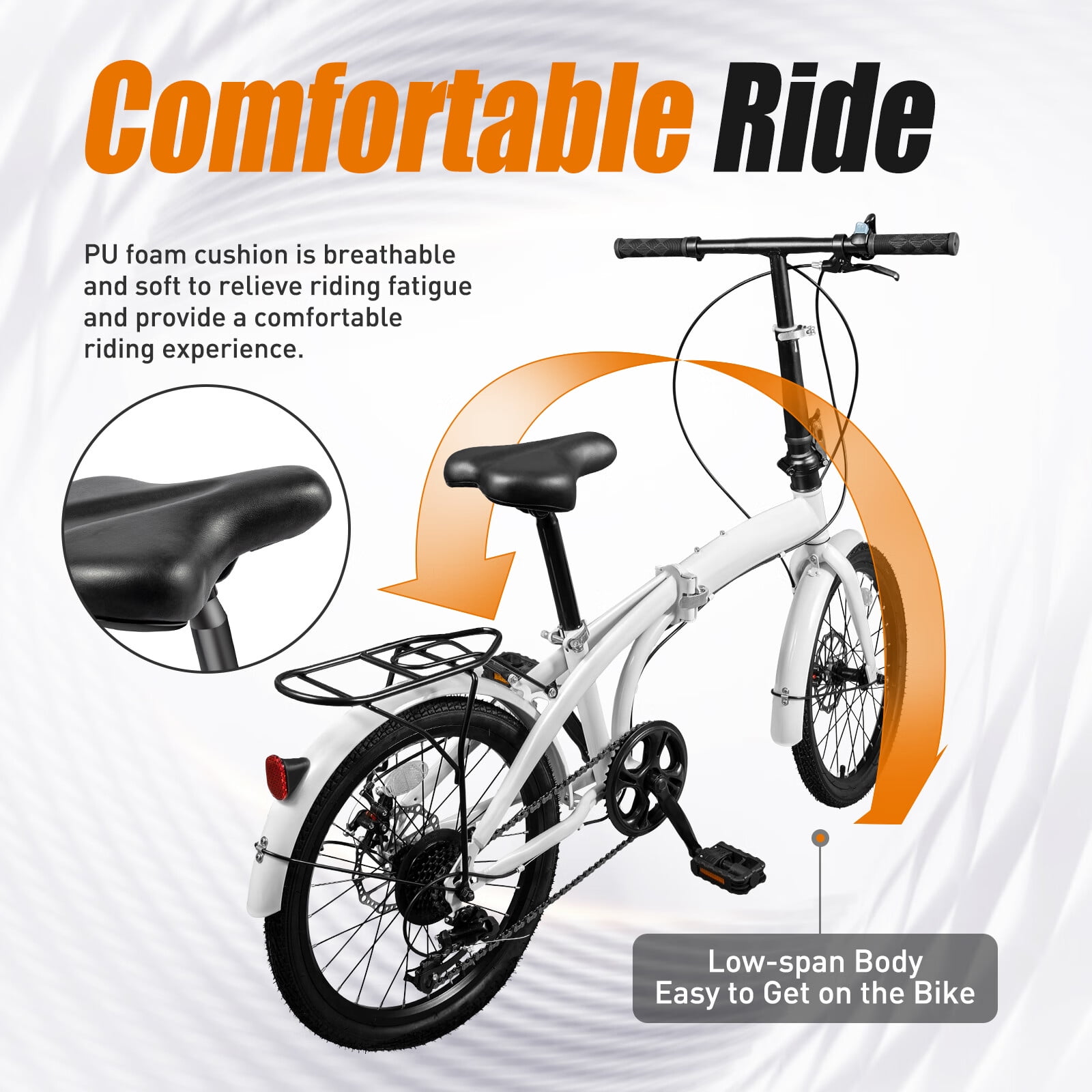 LOYALHEARTDY 20" Folding Bike 7-Speed Unisex Mountain Bicycle Adjustable Height MTB City Bike for Adult Teenager High Carbon Steel Foldable Bicycle for Riding Traveling w/Dual Disc Brakes & Fender