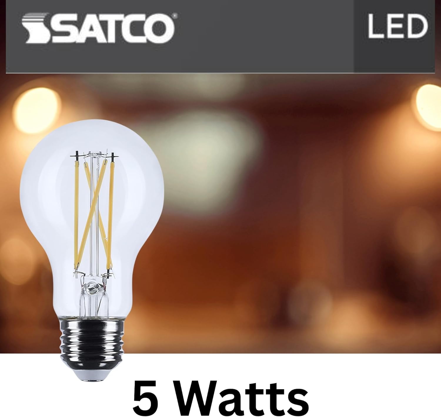 Satco S12468 LED A19 Light Bulbs 5W 120V 3500K E26 Medium Base Dimmable (6 Pack)