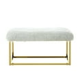 thumbnail image 4 of Inspired Home Randy Faux Fur Bench Goldtone Frame Ottoman Modern, White, 4 of 8