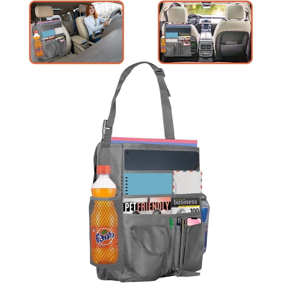 Trobo Gear Premium Front Seat Car Organizer, Gray, 14" x 12" x 4"