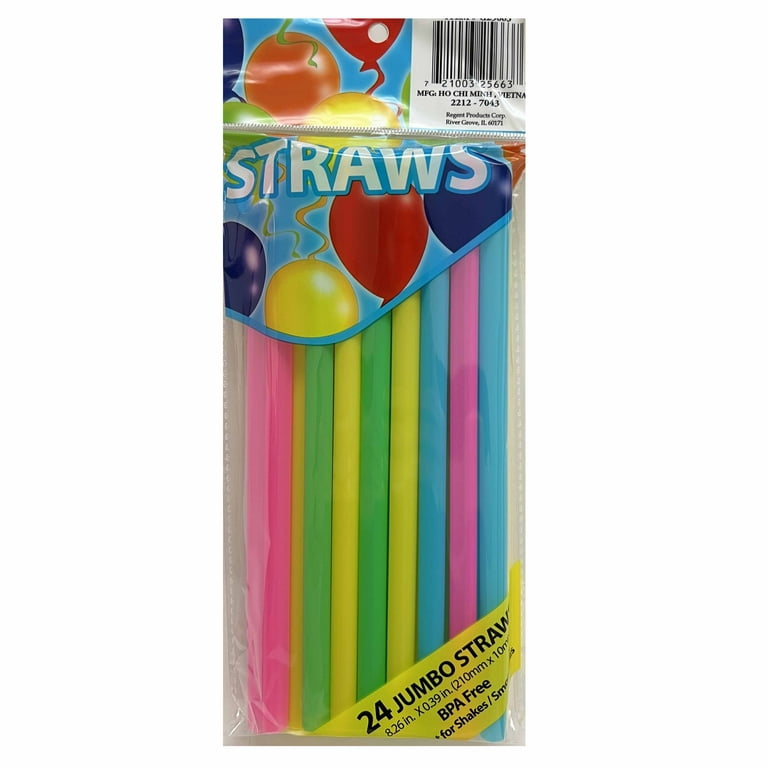 Plastic Straws 7.75'' Flexible Jumbo Straws (5mm) Wrapped in Paper - C