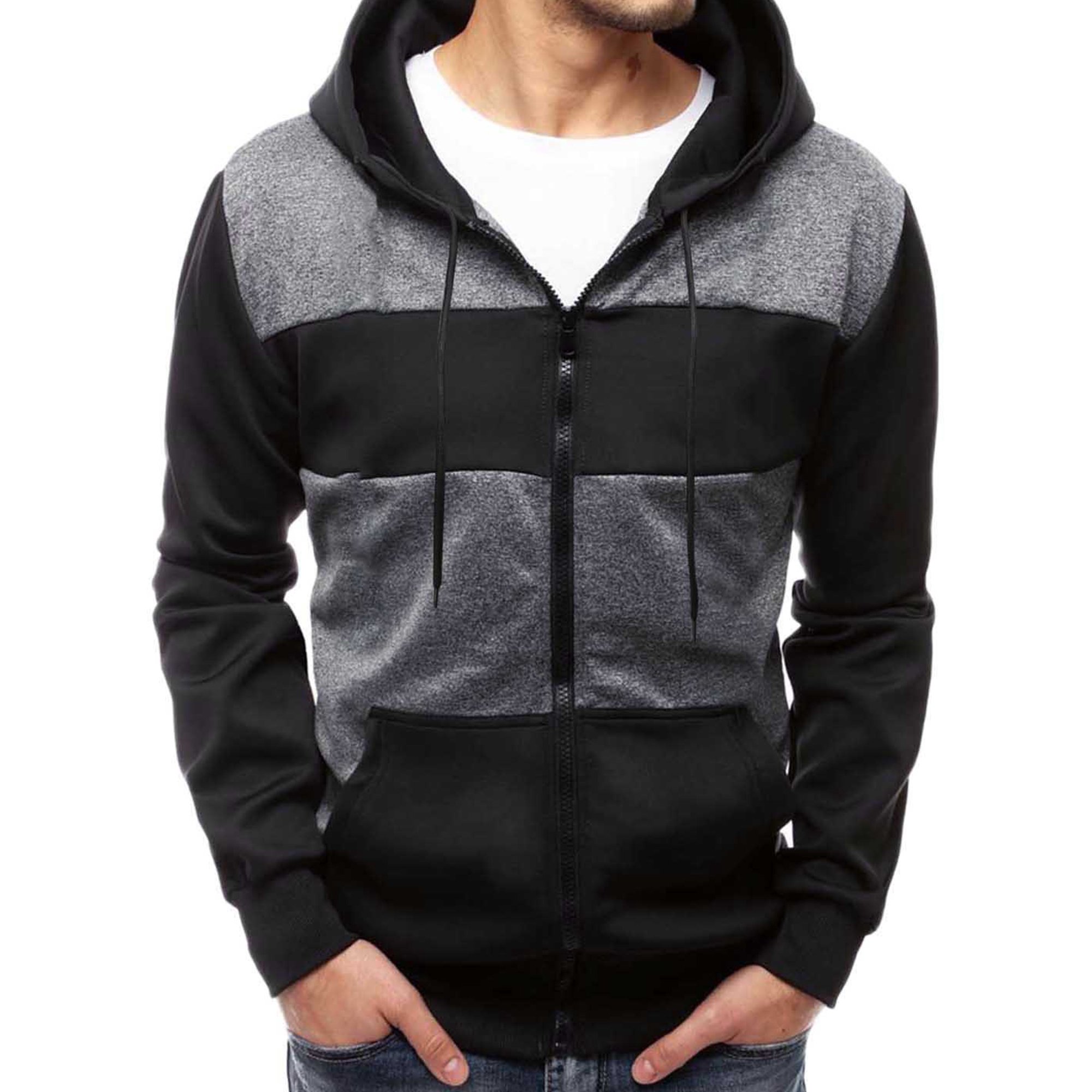 MAWCLOS Men's Jacket Long Sleeve Sweatshirt Hooded Neck Hoodies Casual  Workout Full Zip Sweatshirts Black Deep Gray L | Walmart Canada