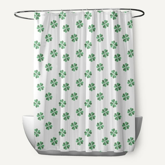 Simply Daisy 70" W x 73" L Lucky Patch Polyester Shower Curtain, Laurel Tree Green [1 Ct]
