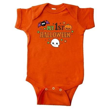 

Inktastic My 1st Halloween with Bat Ghost Pumpkin and Stars Gift Baby Boy or Baby Girl Bodysuit