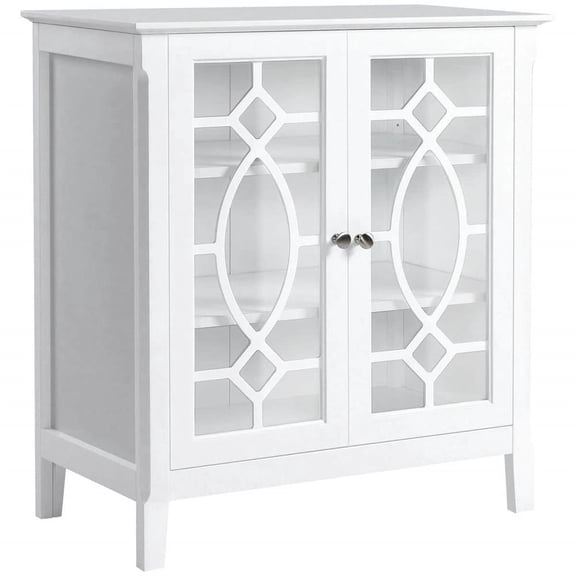 YYAo Sideboard Buffet Cabinet, Coffee Bar Cabinet,Accent Floor Storage Cabinet Kitchen Pantry with Adjustable Shelves and 2 Lower Doors, Gray