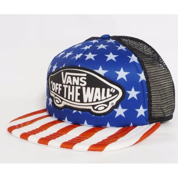 Vans Off The Wall Women's Beach Girl Trucker Hat Cap in USA Stars and Stripes