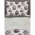 thumbnail image 3 of Cupcake Comforter & Sham Bedding Set, Delicious Desserts Food Yummy Chocolate Cake with Cherries Sketch, 3 pcs Duvet Set Microfiber Filling Quilt, 5 Sizes, Muave Taupe and White, by Ambesonne, 3 of 4