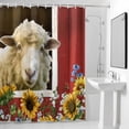 thumbnail image 2 of Sheep Sunflowers Shower Curtain, White Yellow Flower Bee Farms Animal Oil Painting Waterproof Shower Curtain Set with 12 Hooks Lightweight Bath Curtains Fabric Bathroom Decor 72x72 Inches, 2 of 9
