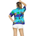 thumbnail image 6 of HAPPY BAY Women's Beach Funny Santa Claus Party Blouse Flamingo Shirt Tops Button Down Hawaiian Christmas Tree Shirts for Women XL Santa Surf, Blue, 6 of 7