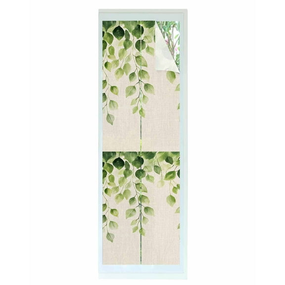 Window Privacy Film Spring Vines Leaves Stained Glass Window Film Decorative Sun Block Window Cover Retro Rustic Green Botanical Plants Window Clings Static Adhesive Sticker for Bathroom 23.6"x78.7"
